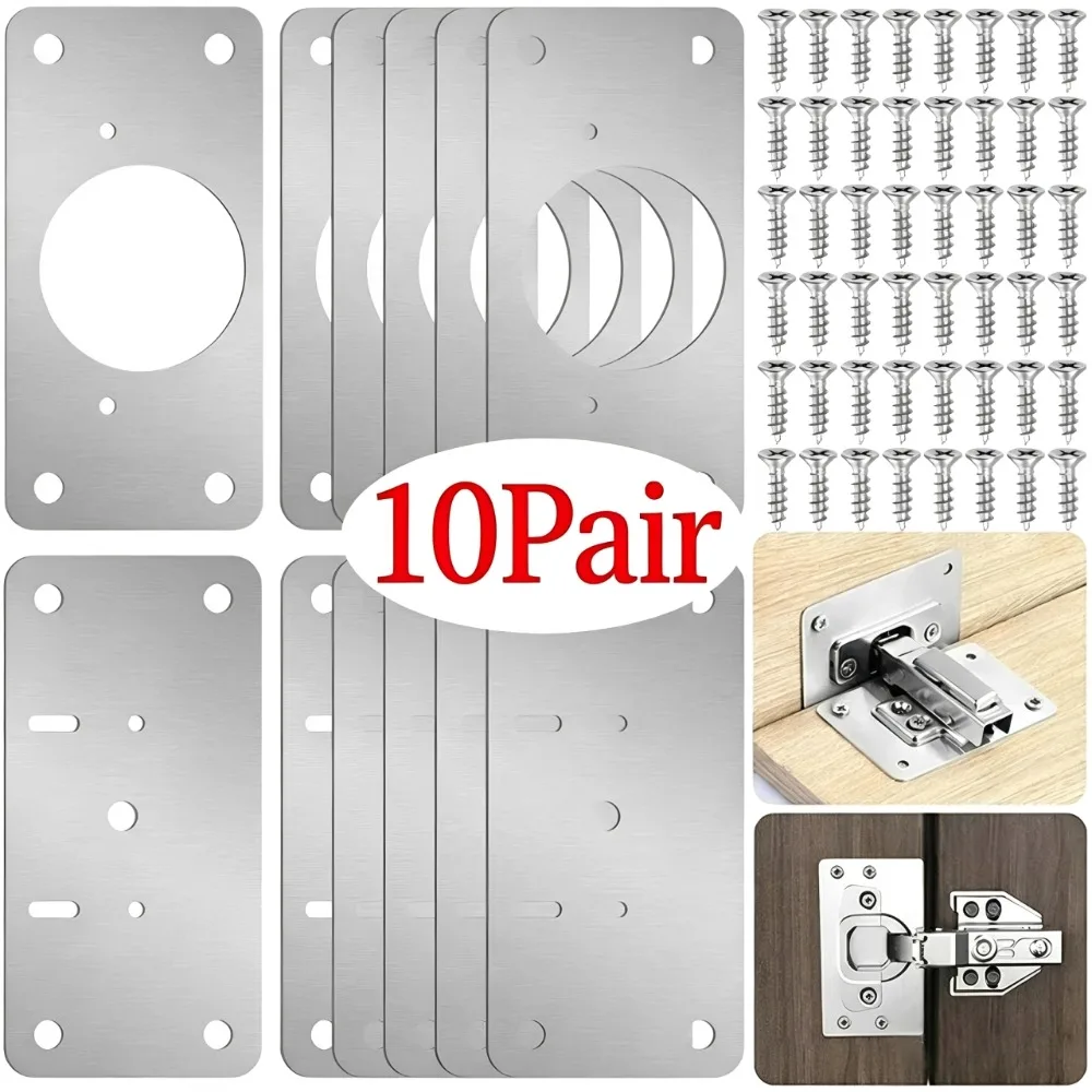Cabinet Hinge Overlay - 10/1 paar scharnierreparatieplaten voor keukenkastdeuren, montageplaten
